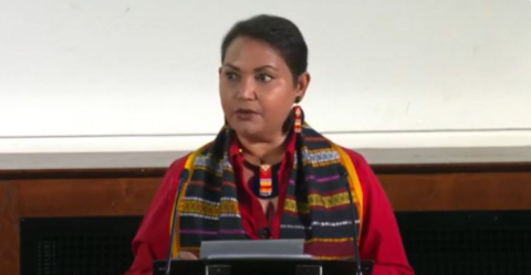 Photograph of Prof Farhana Sultana at the RGS launch of the Voices from the Global South project