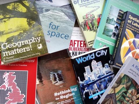 a stack of different publications written by Doreen Massey