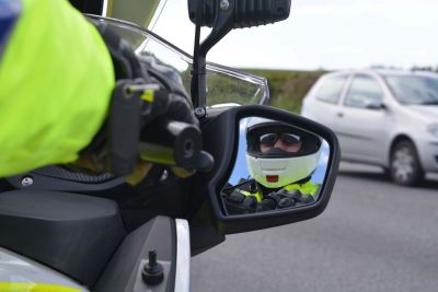 Police officer on motorbike