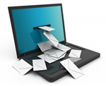 envelopes coming out of laptop