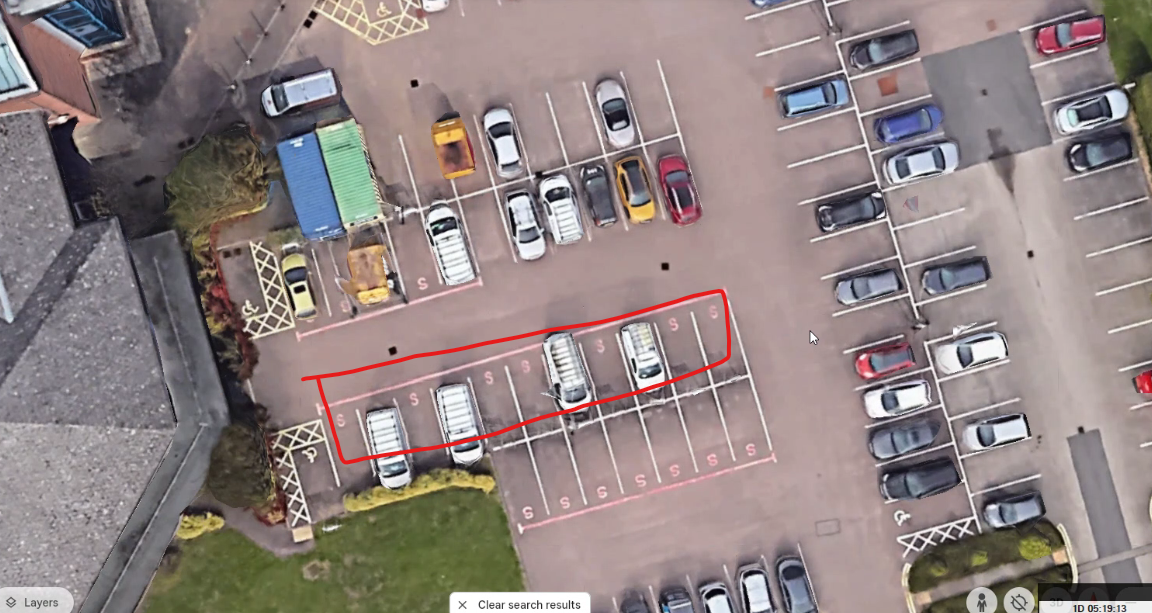 Robert Hooke Car park car share bays, which half of the bays are circled