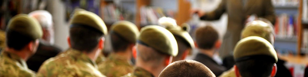 Group of army personnel from behind