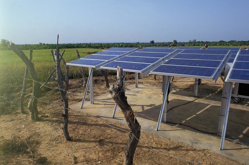 Photo of solar panels on a farm in Mali