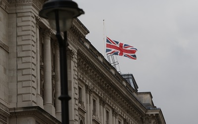 Photo by the Foreign and Commonwealth Office, Flickr. The union jack flag flies above the FCO office building in Whitehall, Lond