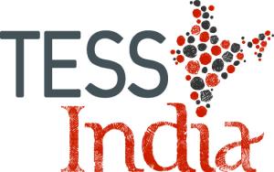 TESS-India logo, with a grey and red map of India