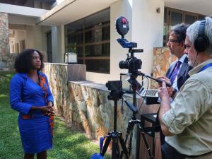 Professor Giles Mohan interviewing Pauline Anaman, Senior Policy Analyst at the Africa Centre for Energy Policy
