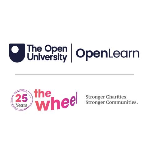 an image with The Open University logo, OpenLearn logo and the Wheel logo