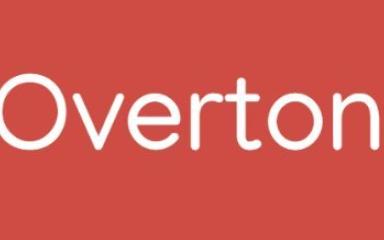 A red background with the text 'Overton' in the centre.