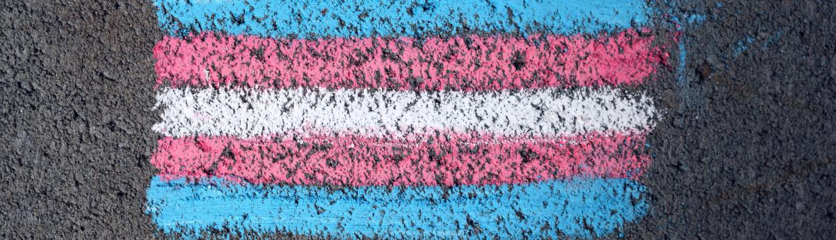 Trans flag marked on the ground in chalk