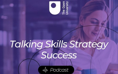 a purple graphic with the OU logo and the words 'talking skills strategy success'