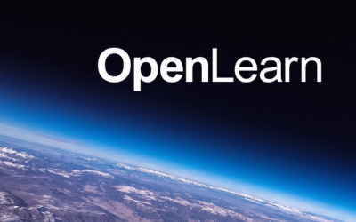 OpenLearn text logo on an image of the earth from space