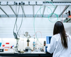 A girl working in a lab