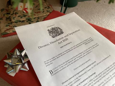 Divorce papers and christmas presents