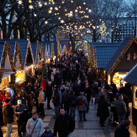 Christmas market stalls