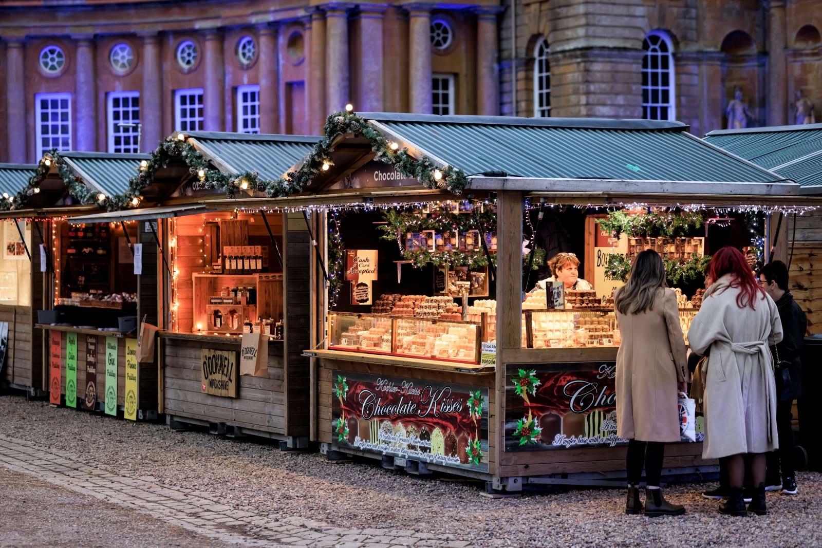 Christmas market stalls