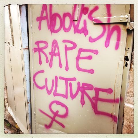 Grafitti that says 'Abolish Rape Culture'.