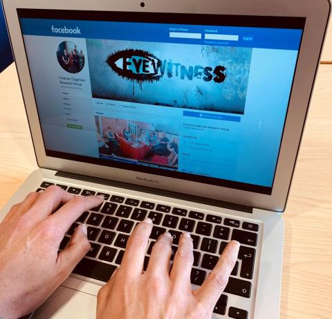 Computer screen showing a Facebook page that says 'Eyewitness'.