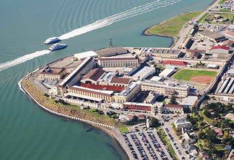 Bird's eye view of San Quentin Prison.