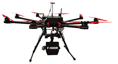 FINDER device mounted on an octocopter drone
