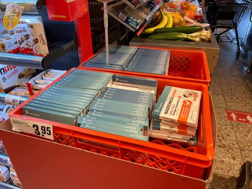 COVID-19 Testing kits in a market in Germany – Photos credit: Sirwan Berko