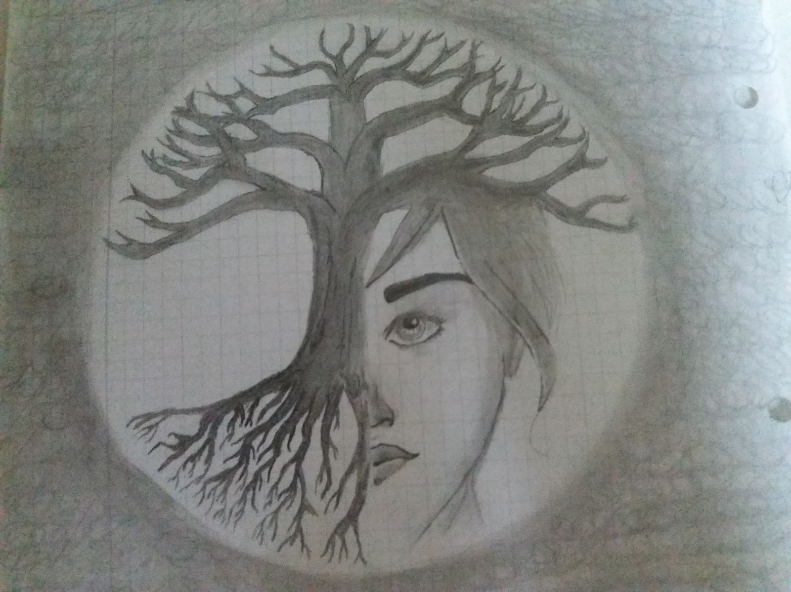 a semi self-portrait: feeling cut off from life, symbolized by the tree