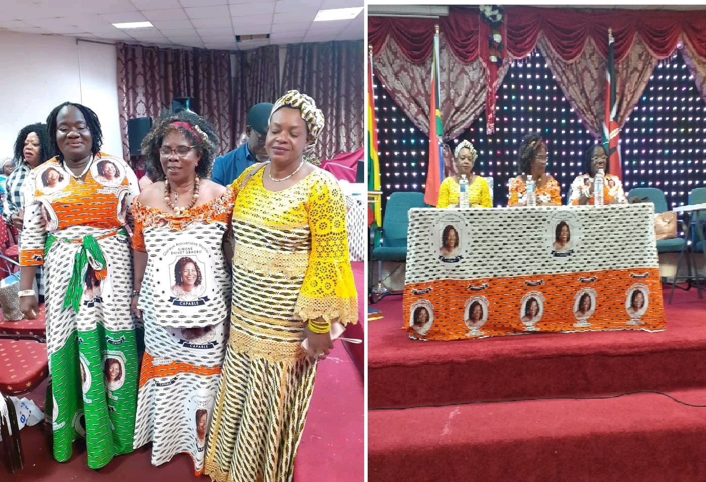 Women refugees from Cote d’Ivoire celebrating the birthday of Simone Ehivet Gbagbo