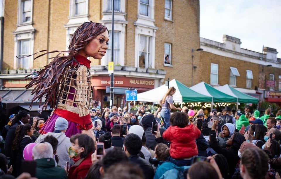 Amal with crowds in Deptford Market