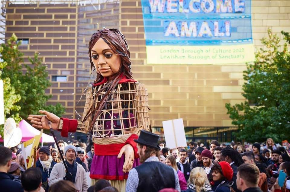 Amal with crowds in Deptford Market