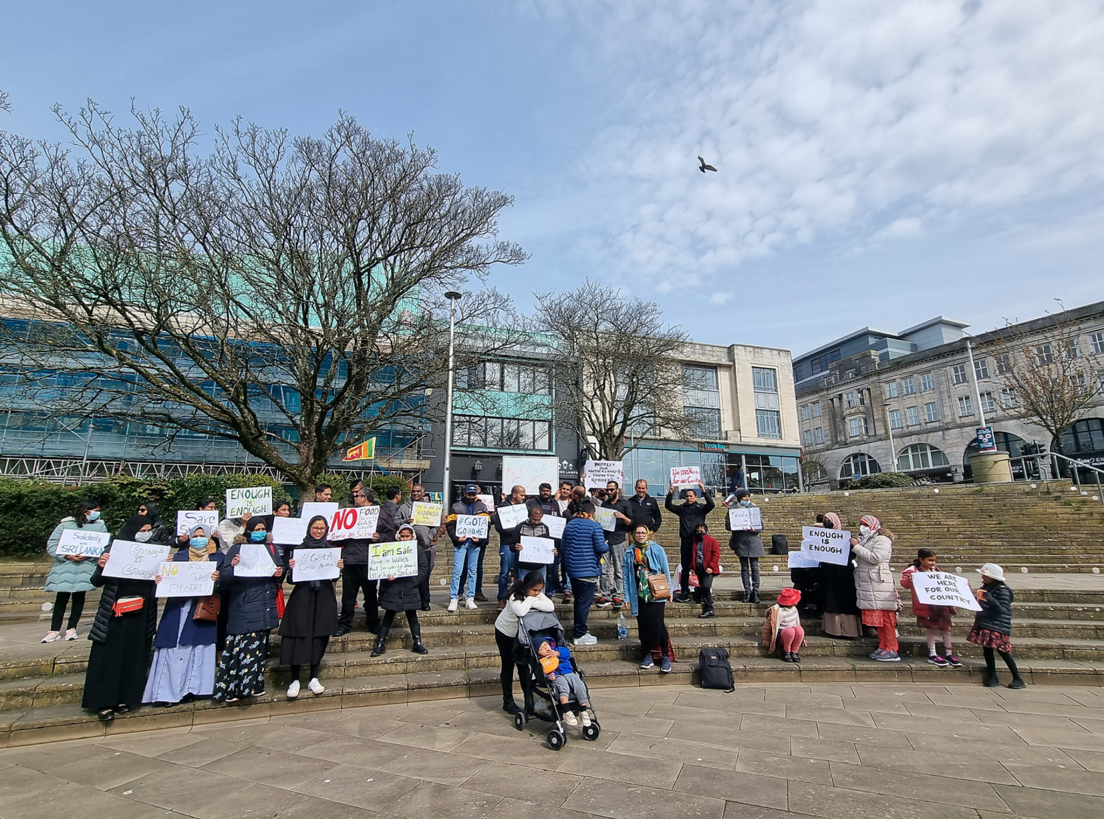 protest held in Swansea in solidarity with the people of Sri Lanka