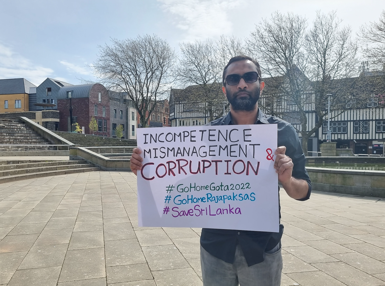 protest held in Swansea in solidarity with the people of Sri Lanka