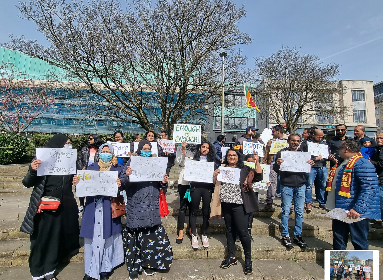 protest held in Swansea in solidarity with the people of Sri Lanka