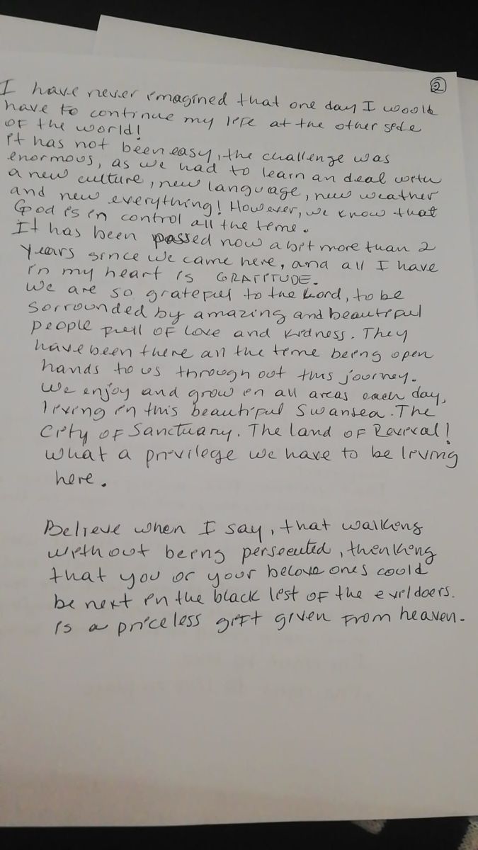 the original hand-written letter page 2