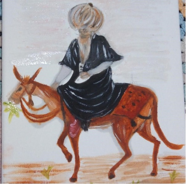 Mansoureh Mahmoodi’s illustration of her story in Farsi, “Nasreddin and his Donkey”