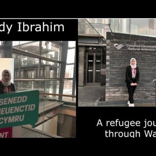 Sandy Ibrahim posed for a refugee journey through Wales