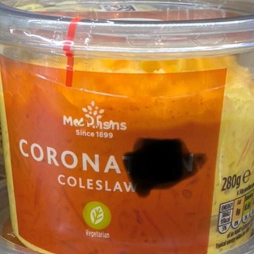 Corona text on colslaw's package