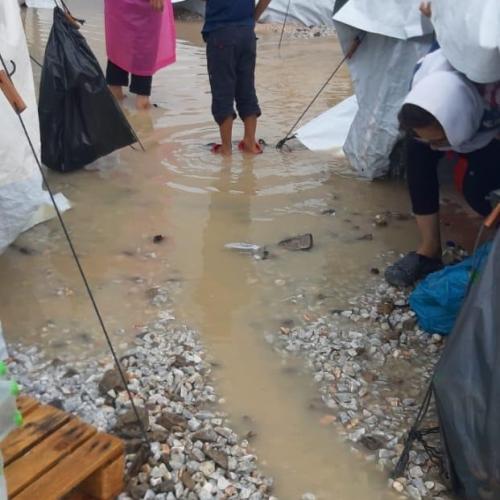 Kara Tepe camp  flooded