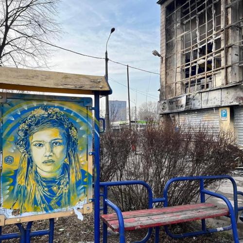Christian Guemy image showing the destruction of homes in Ukraine