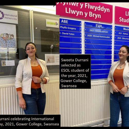 Sweeta Durrani selected as ESOL student of the Year 2021