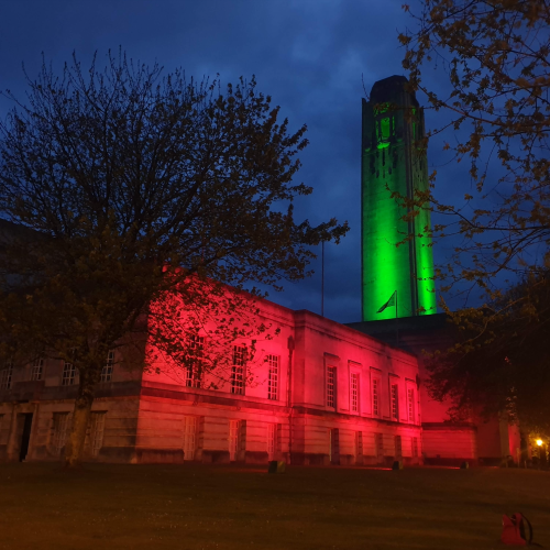 Guildhall lit up for Swansea City of Sanctuary