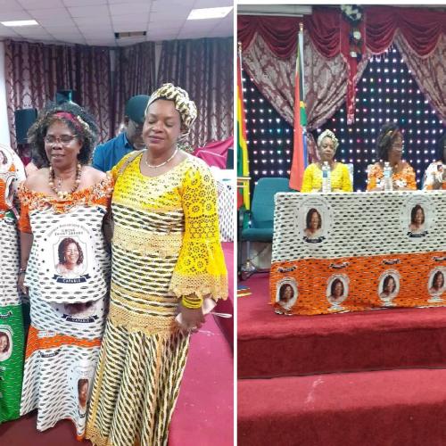Women refugees from Cote d’Ivoire celebrating the birthday of Simone Ehivet Gbagbo