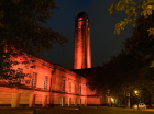 Guildhall lit up orange