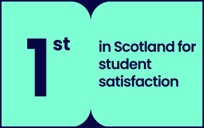 A stat graphic - 1st in Scotland for student satisfaction