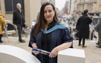 OU graduate Louise attended a degree ceremony in Glasgow. Photo by Kathryn Tuckerman.