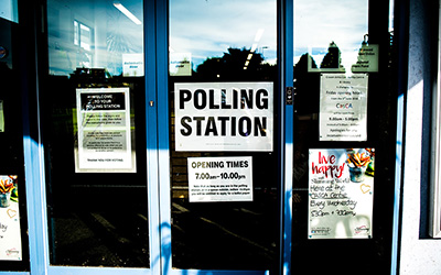 The doors of a polling station