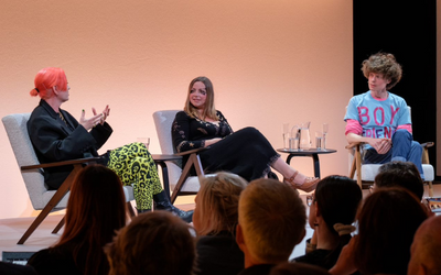 Shirley Manson, Charlotte Church, and Michael Pedersen, photo Edinburgh International Book Festival / Robin Mair