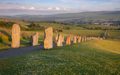 Pathway lined with standing stones at Crawick Multiverse