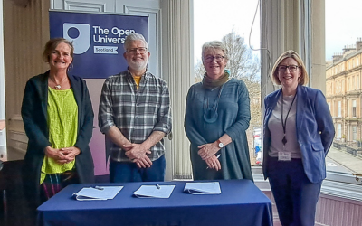 From left:  Dr Judith Turbyne and Simon Massey from Children in Scotland, Susan Stewart and Jane Grant from the OU in Scotland