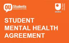 Words 'Student Mental Health Agreement' on orange background, with OU Students Association and OU in Scotland logo