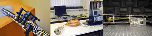 Acoustics equipment being used to monitor musical instruments and their enviroment
