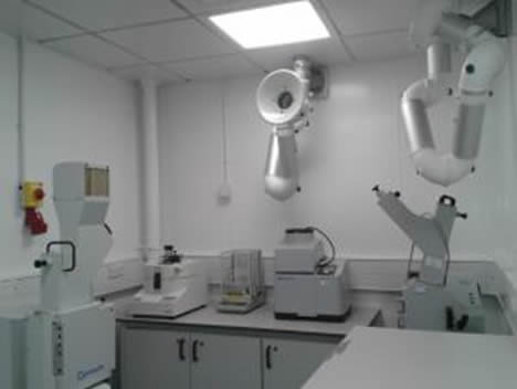 Modern lab with specialist equipment on the benches and walls